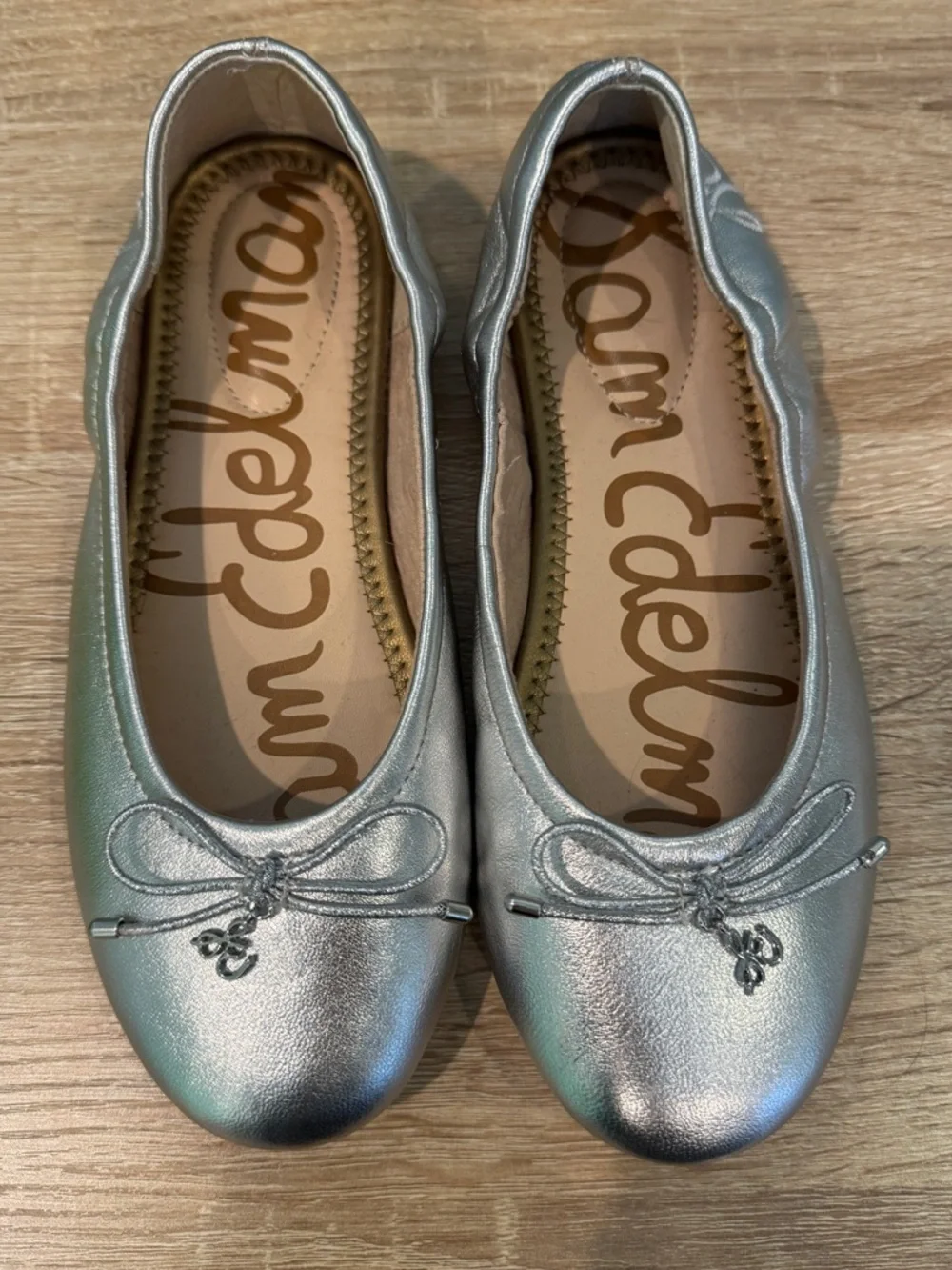 Sam Edelman Kids’ Felicia Ballet Flats Metallic Silver 4